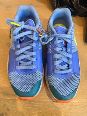 Nike Youth 5Y Ja 1 Purple and Teal Sneakers with Orange Accents